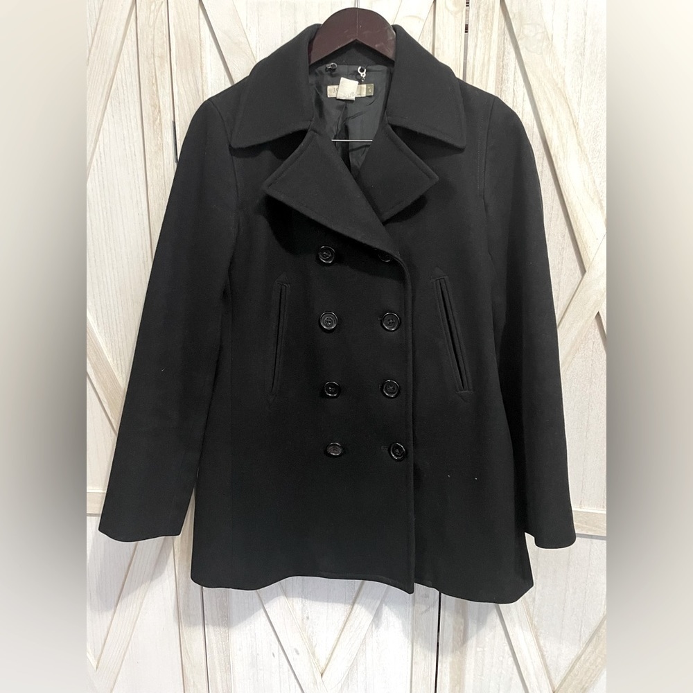 J. Crew Black Wool Blend Overcoat Pea Coat Size S